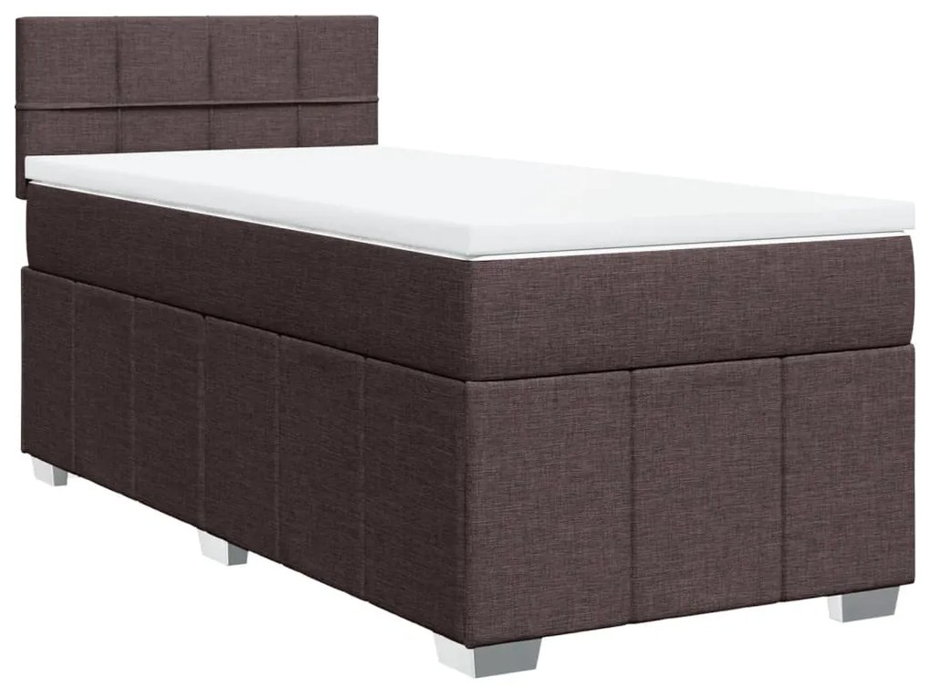 vidaXL Κρεβάτι Boxspring με Στρώμα Σκούρο Καφέ 100x200 εκ. Υφασμάτινο