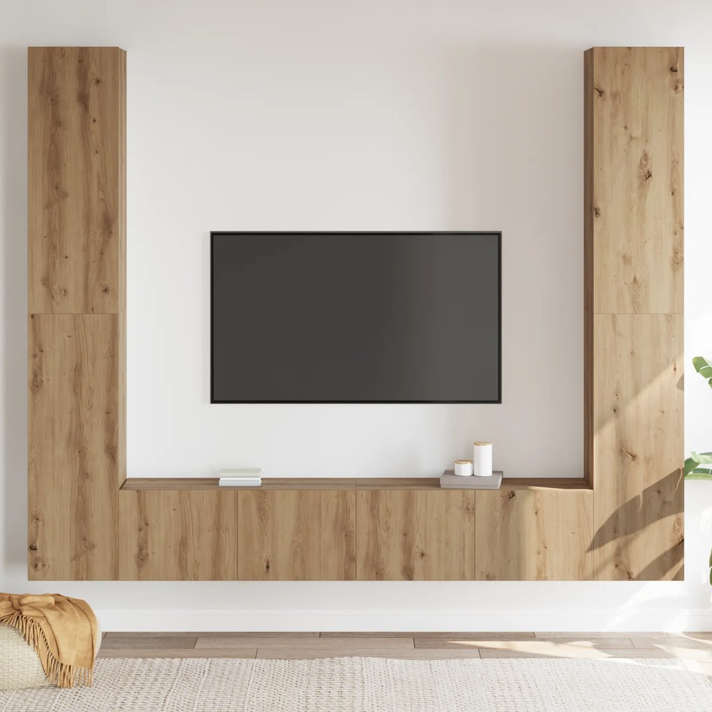 vidaXL Σετ επίπλου τηλεόρασης 6 pcs Καφέ 221 x 30 x 180 εκ.
