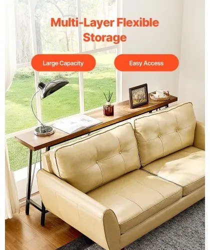 VEVOR Narrow Console Sofa Table Couch Table 2-Tier for Entryway & Living Room