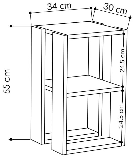 Κομοδίνο Passion μελαμίνη σε ανθρακί απόχρωση 34x30x55εκ 34x30x55 εκ.