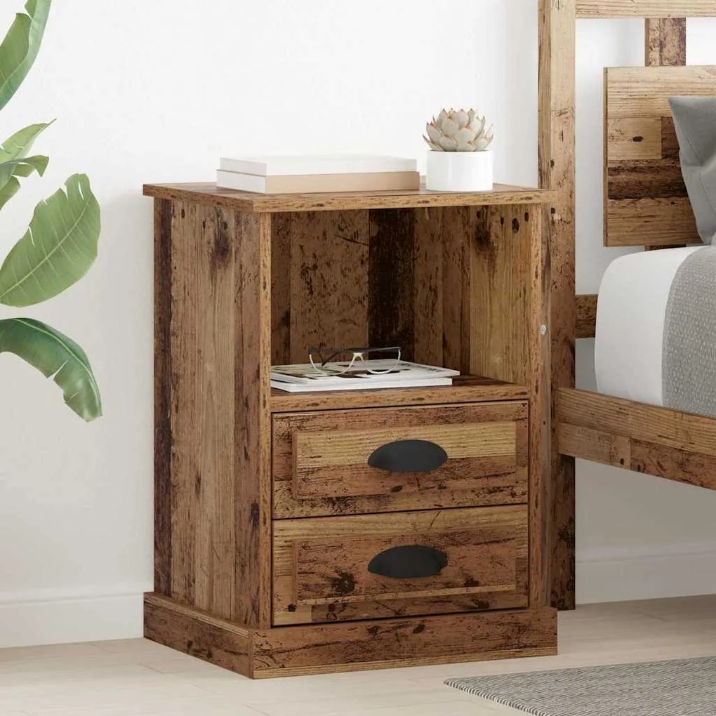 vidaXL Κομοδίνο 2 pcs Παλαιό ξύλο 43 x 36 x 60 εκ Επεξεργασμένο ξύλο