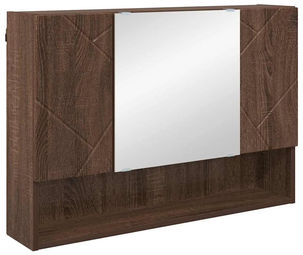 vidaXL Ντουλάπα Καθρέφτη Καφέ δρυς 80 x 17 x 55 εκ Επεξεργασμένο ξύλο