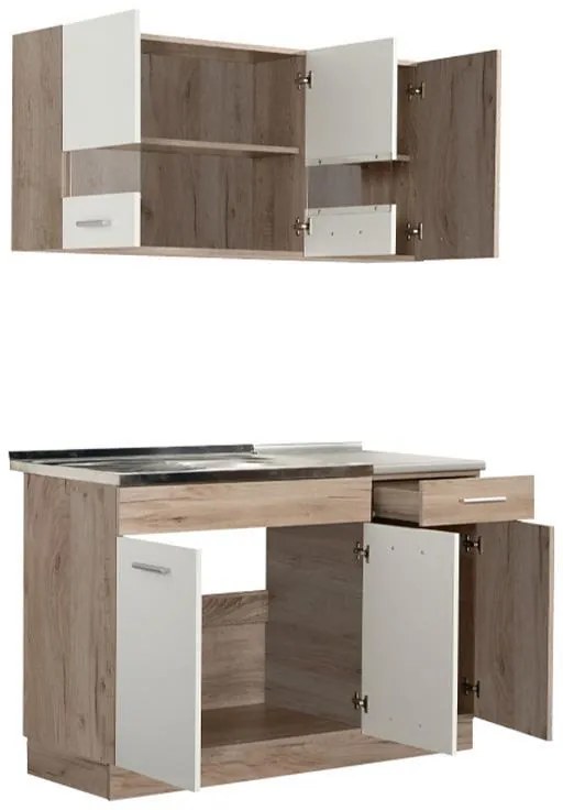 Έτοιμη Σύνθεση Κουζίνα Dalila 120 Γκρί Δρύς - Λευκό 120x51,5x206,5 εκ. 120x51.5x206.5 εκ.