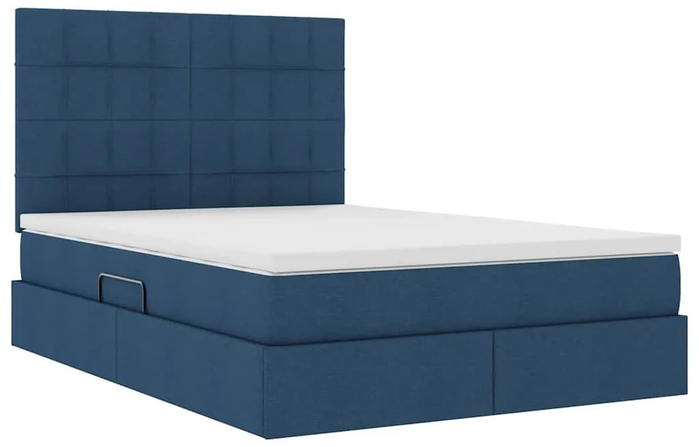 vidaXL Κρεβάτι με αποθηκευτικό χώρο και LED Μπλε 140 x 190 cm