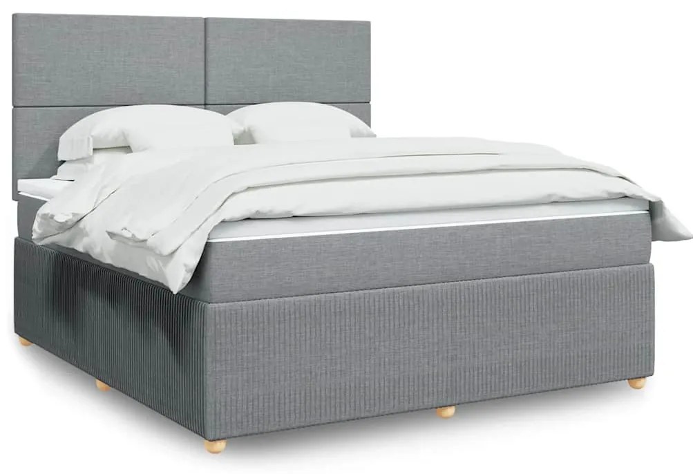 vidaXL Κρεβάτι Boxspring με Στρώμα Ανοιχτό Γκρι 180x200 εκ. Υφασμάτινο