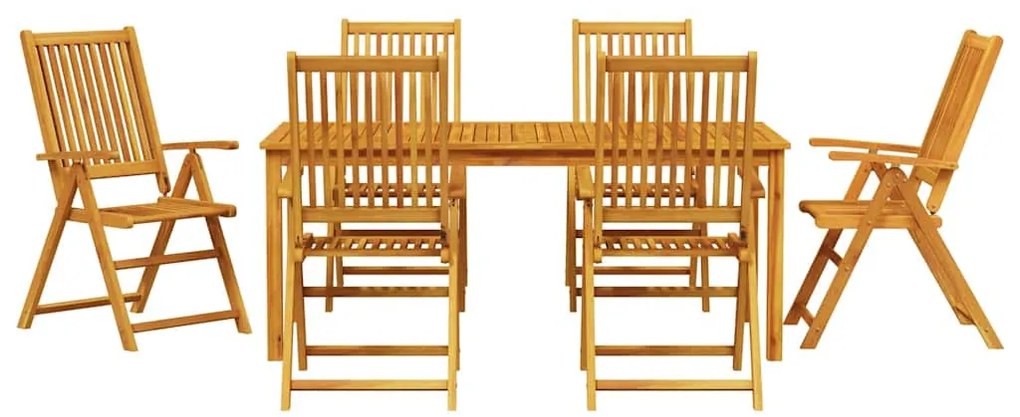 vidaXL Σέτ φαγητού για κήπο 7 pcs Καφέ Στερεό Ξύλο Ακακίας