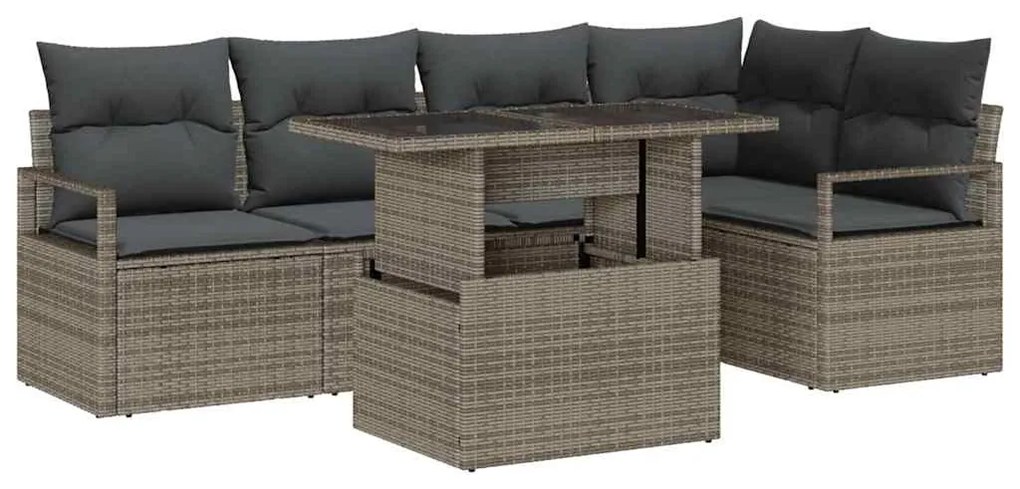 vidaXL Σετ Καναπέ Κήπου με μαξιλάρι 6 pcs Γκρι 100 x 55 x 73 εκ