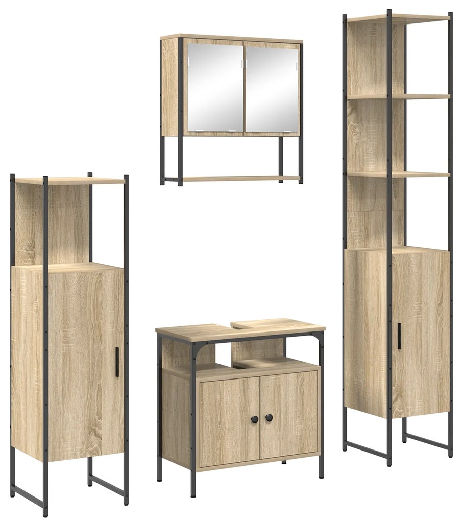 vidaXL Σετ Επίπλων Μπάνιου 4 pcs Sonoma Δρυς 33 x 33 x 188,5 εκ.