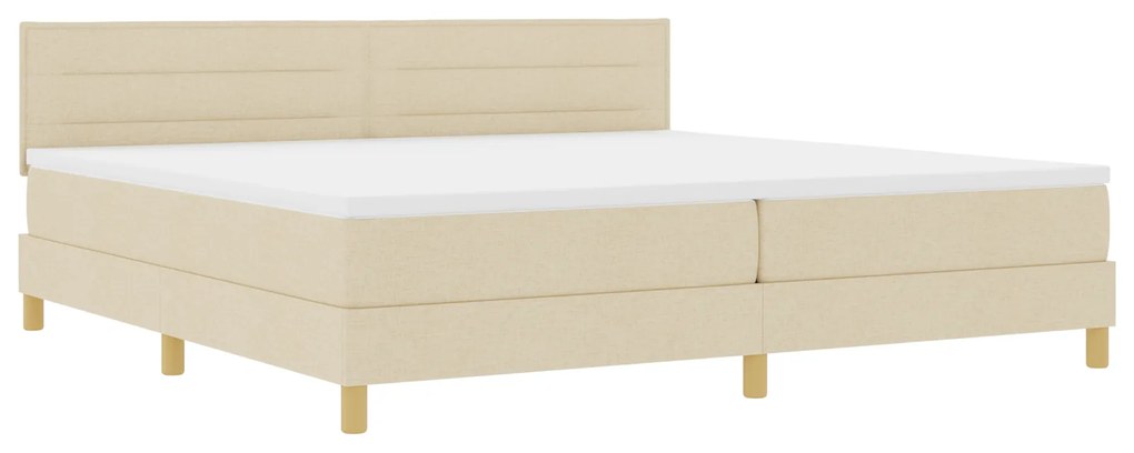 vidaXL Κρεβάτι box spring με στρώμα με στρώμα Κρεμ 200 x 200 cm ύφασμα