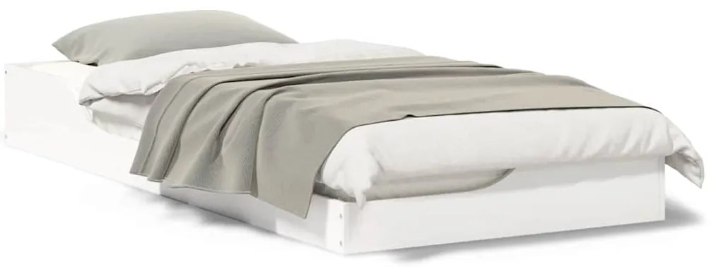 vidaXL Κρεβάτι δαπέδου Λευκό 90 x 200 cm Μασίφ ξύλο πεύκου