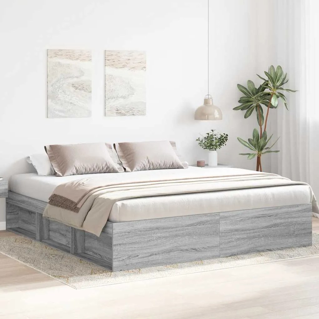 vidaXL Πλαίσιο Κρεβατιού Γκρι Sonoma 200x200 εκ.