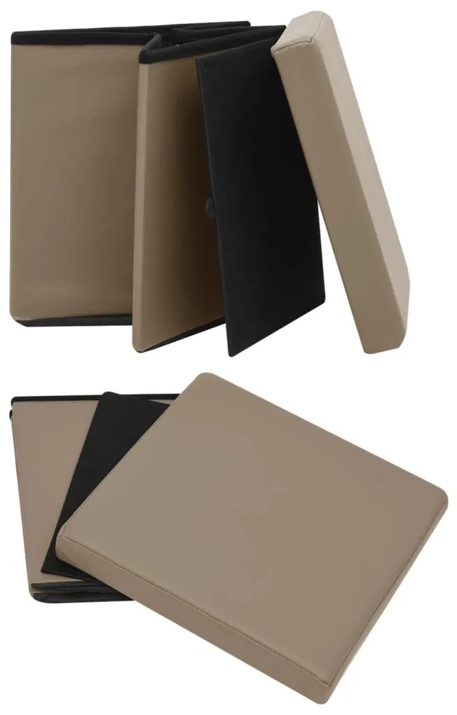 vidaXL Πτυσσόμενα Σκαμπό Αποθήκευσης 2 τεμ. Καπουτσίνο από PVC