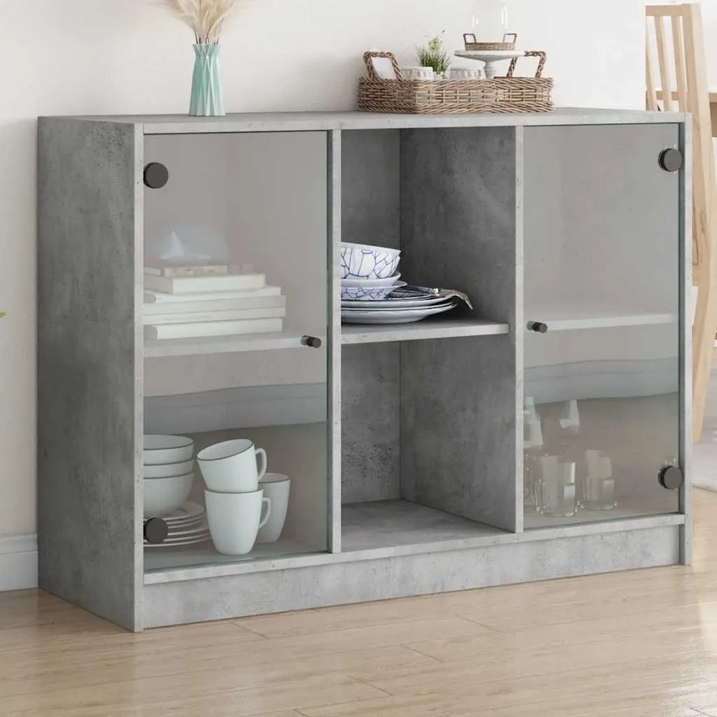 vidaXL Συρταριέρα Γκρι Σκυροδ. 102x37x75,5 εκ. από Επεξεργασμένο Ξύλο