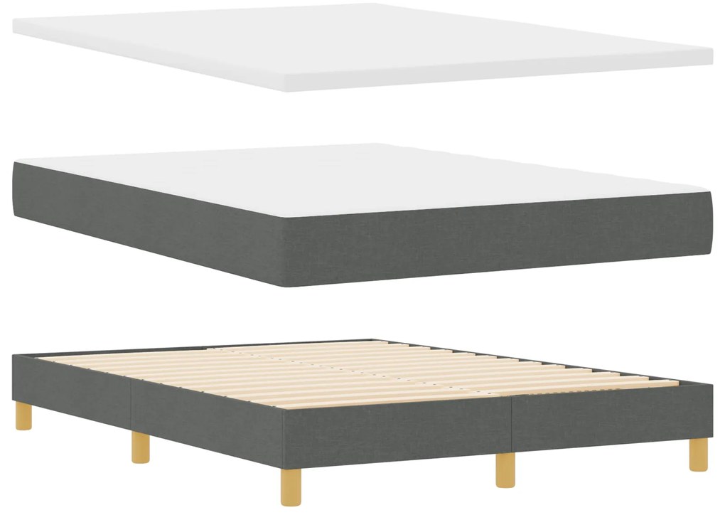 vidaXL Box Spring Κρεβάτι με Στρώμα Σκούρο Γκρι 140x190 εκ. Ύφασμα