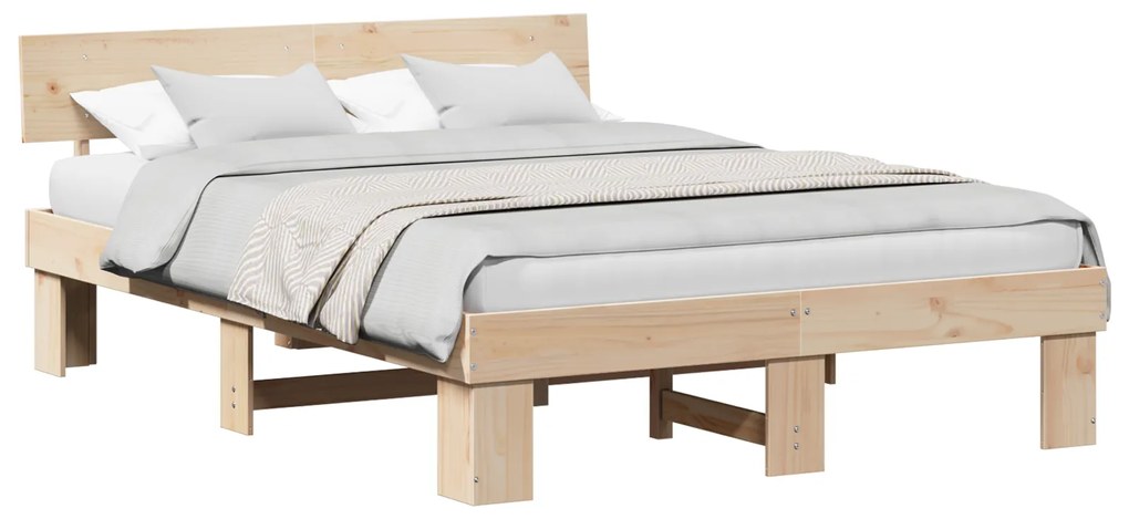 vidaXL Σκελετός Κρεβατιού Καφέ 160 x 200 cm Συμπαγές ξύλο πεύκου