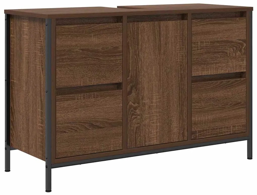 vidaXL Σετ Επίπλων Μπάνιου 2 pcs Καφέ δρυς και Μαύρο 36 x 35 x 165 εκ