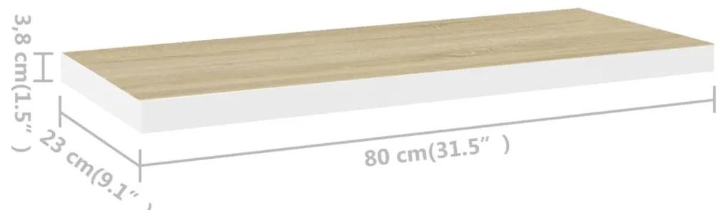 Ράφια Τοίχου 4 τεμ. Δρυς/Λευκό 80x23,5x3,8 εκ. MDF - Καφέ