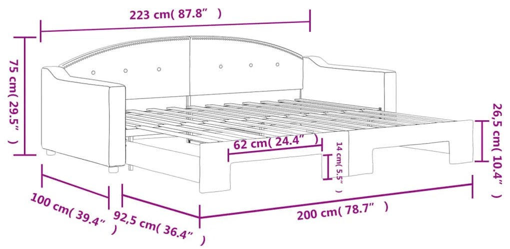 Καναπές Κρεβάτι Συρόμενος Γκρι / Μπεζ 90 x 200 εκ. Υφασμάτινος - Μπεζ-Γκρι