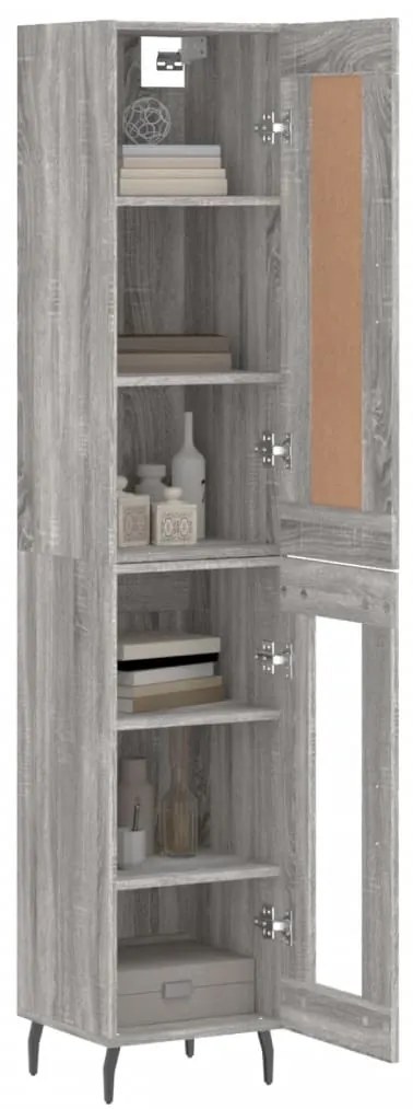 vidaXL Μπουφές Sonoma Γκρι 34,5 x 34 x 180 εκ. από Επεξεργασμένο Ξύλο