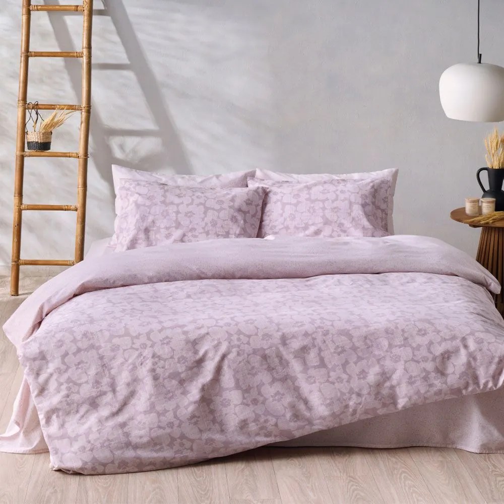Παπλωματοθήκη Gerani 20 (Σετ 3τμχ) Dusty Pink-Old Rose Kentia Υπέρδιπλo 225x245cm 100% Βαμβάκι