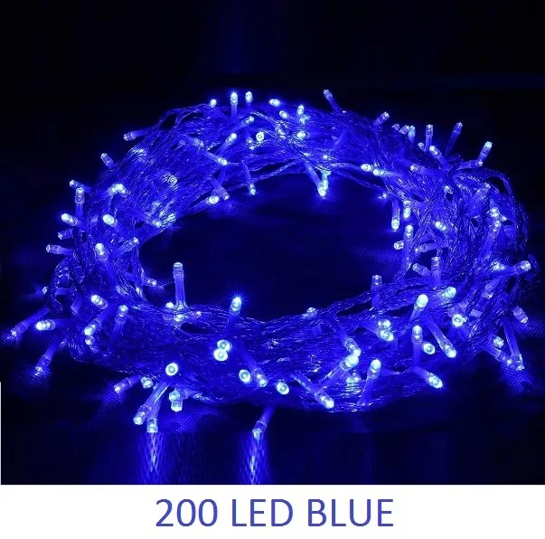 200 Χριστουγεννιάτικα φωτάκια LED σε διάφανο καλώδιο μπλε 17271-34 OEM