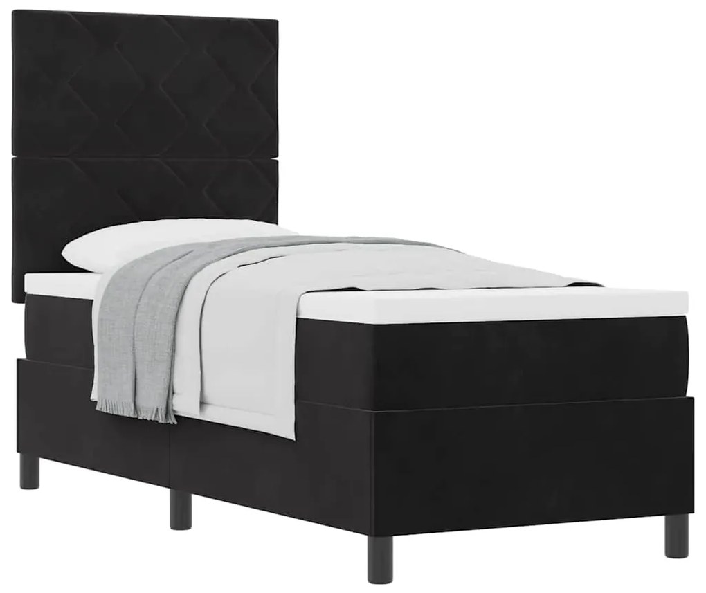 vidaXL Κρεβάτι με ελατήρια με στρώμα Μαύρο 80 x 200 cm Βελούδο