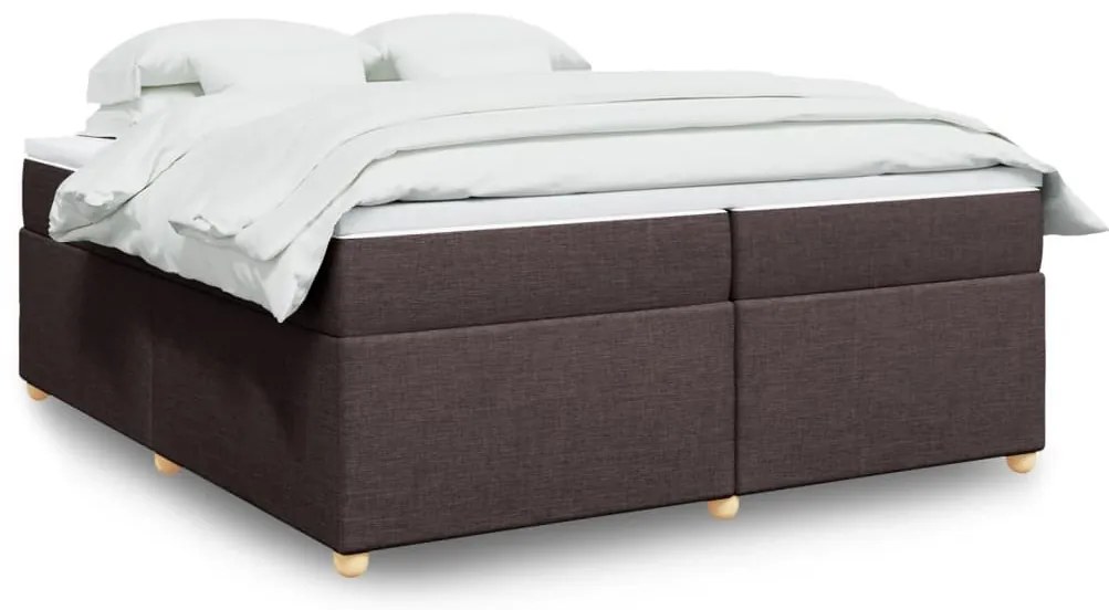vidaXL Κρεβάτι Boxspring με Στρώμα Σκούρο Καφέ 200x200 εκ. Υφασμάτινο