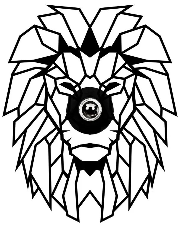 Απλίκα τοίχου Lion Megapap E27 MDF χρώμα μαύρο 39x12x49εκ.-GP052-0181,1