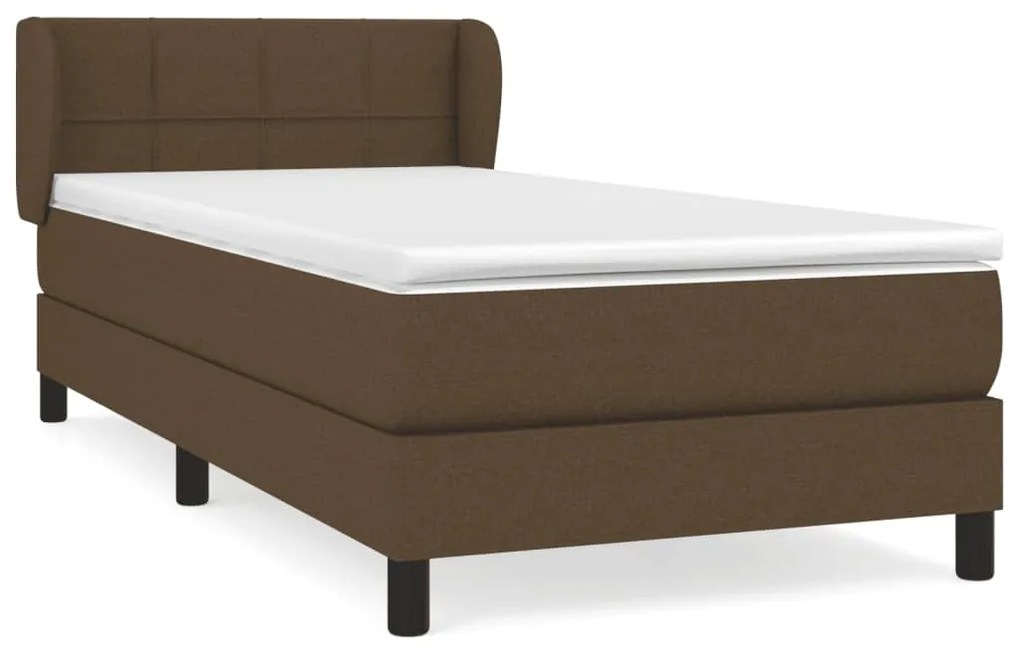 vidaXL Κρεβάτι Boxspring με Στρώμα Σκούρο Καφέ 100x200 εκ. Υφασμάτινο