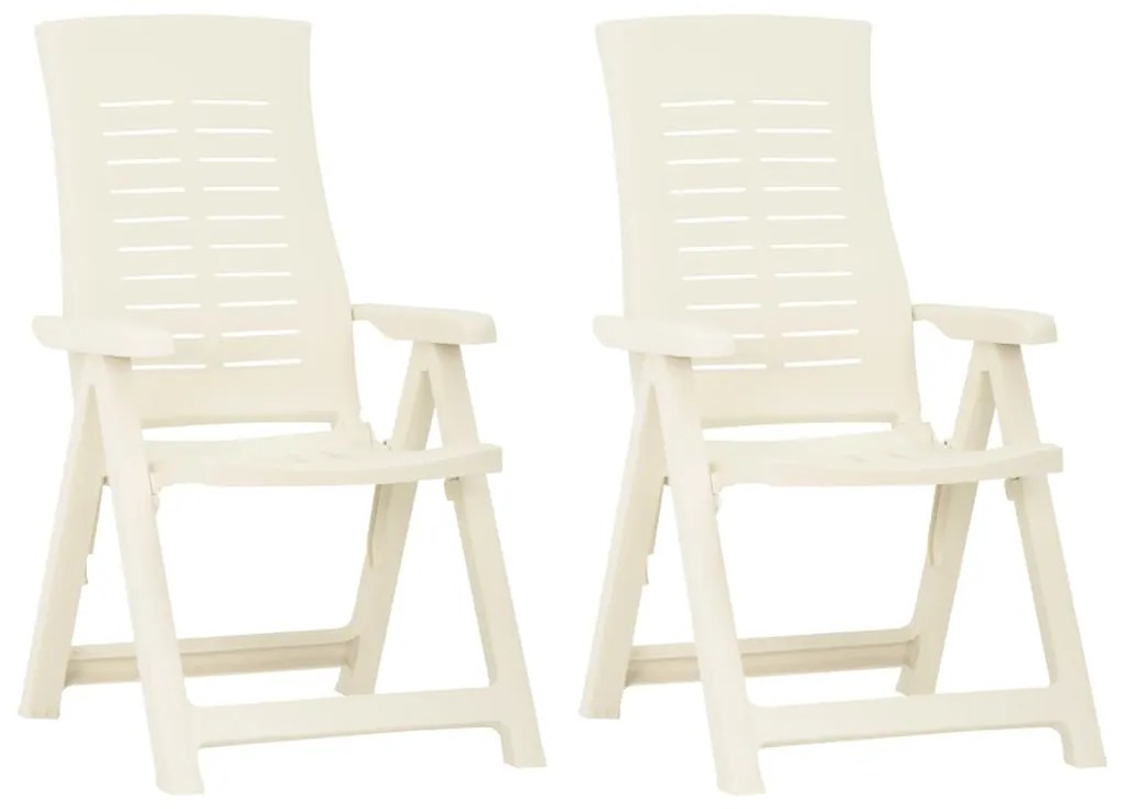 315830 vidaXL Καρέκλες Κήπου Ανακλινόμενες 2 τεμ. Λευκές Πλαστικές Λευκό, 1 Τεμάχιο
