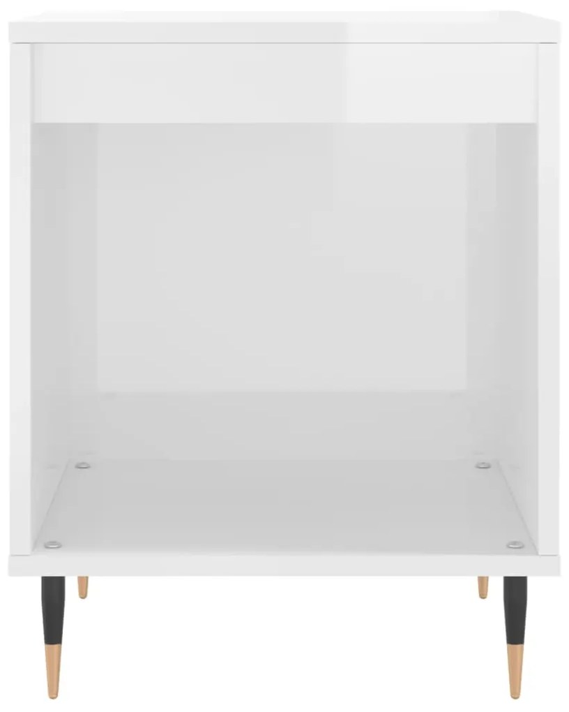 vidaXL Κομοδίνο Γυαλ. Λευκό 40 x 35 x 50 εκ. από Επεξεργασμένο Ξύλο