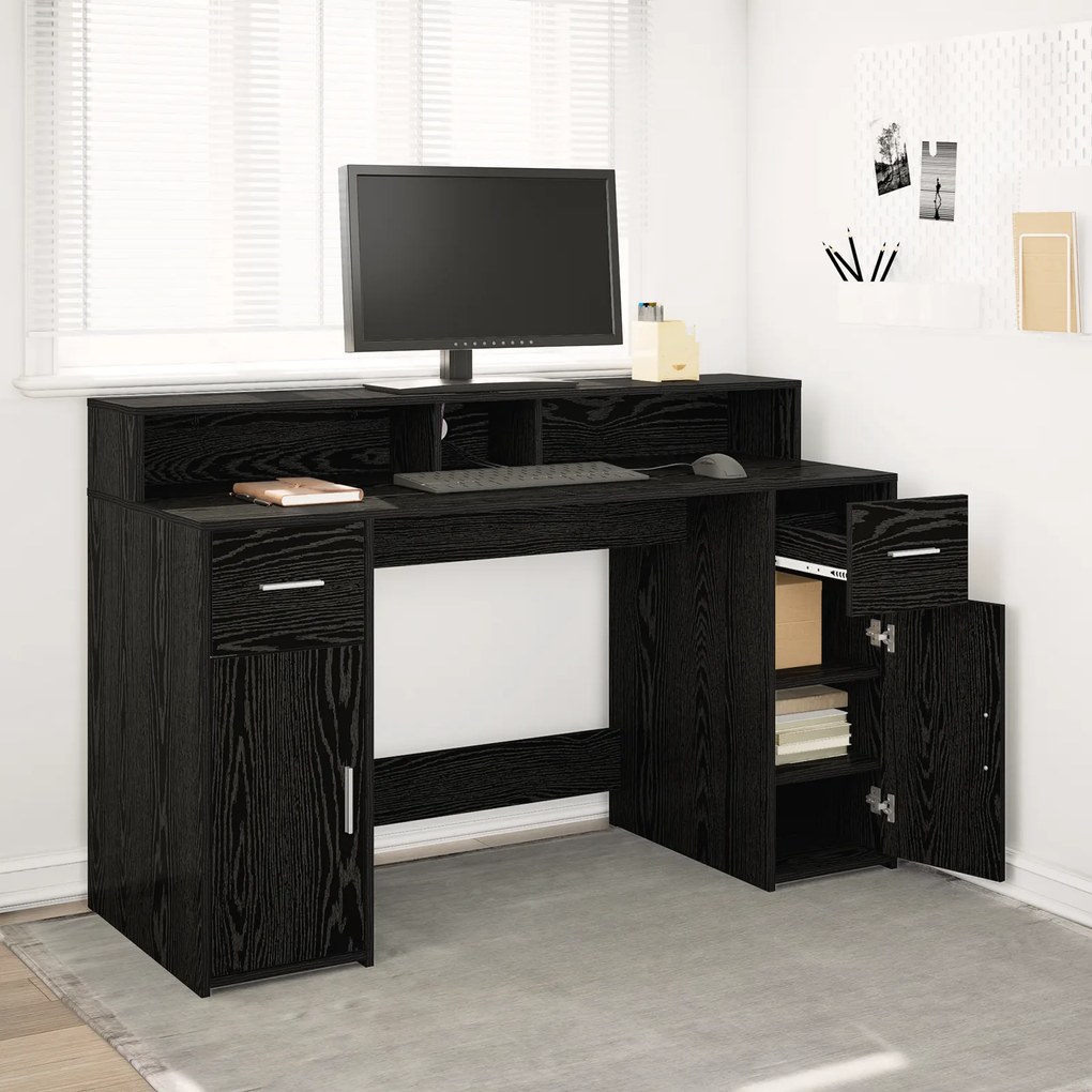 vidaXL Γραφείο Μαύρης Δρυός 140x55x91 εκ. Επεξεργασμένο Ξύλο