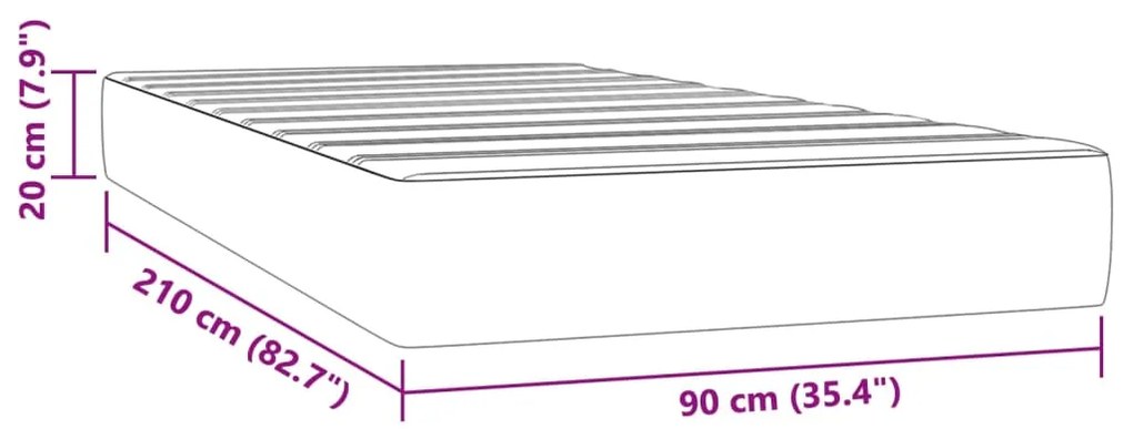 Στρώμα με Pocket Springs Ροζ 90x210x20 εκ. Βελούδινο - Ροζ