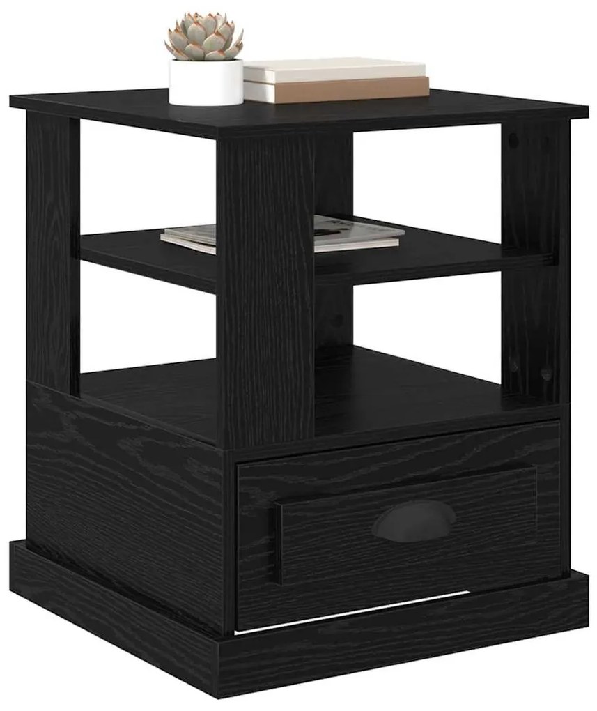 vidaXL Κομοδίνο με ράφι Μαύρη δρυς 50 x 50 x 60 cm Επεξεργασμένο ξύλο