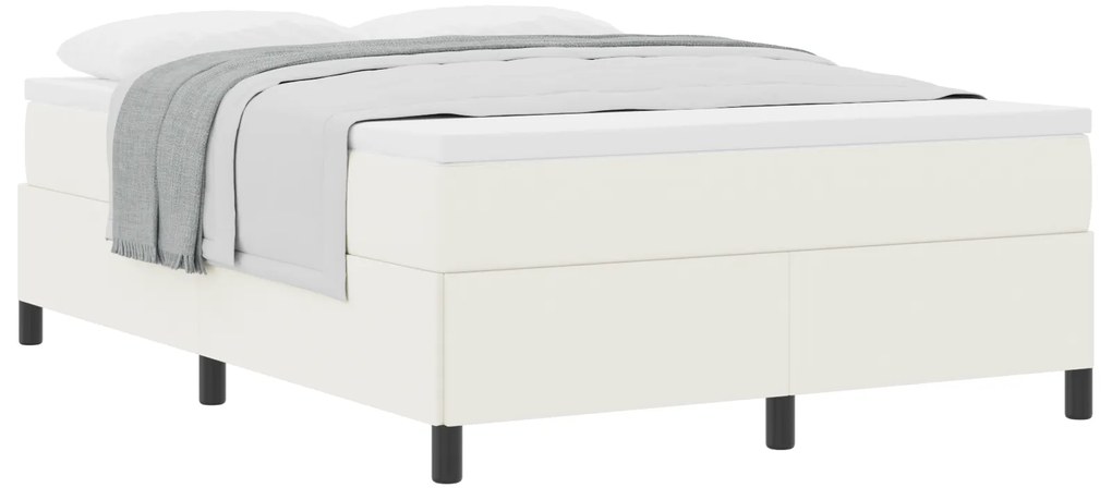vidaXL Κρεβάτι Κρεμ 140x200 εκ από Καπιτονέ Ύφασμα