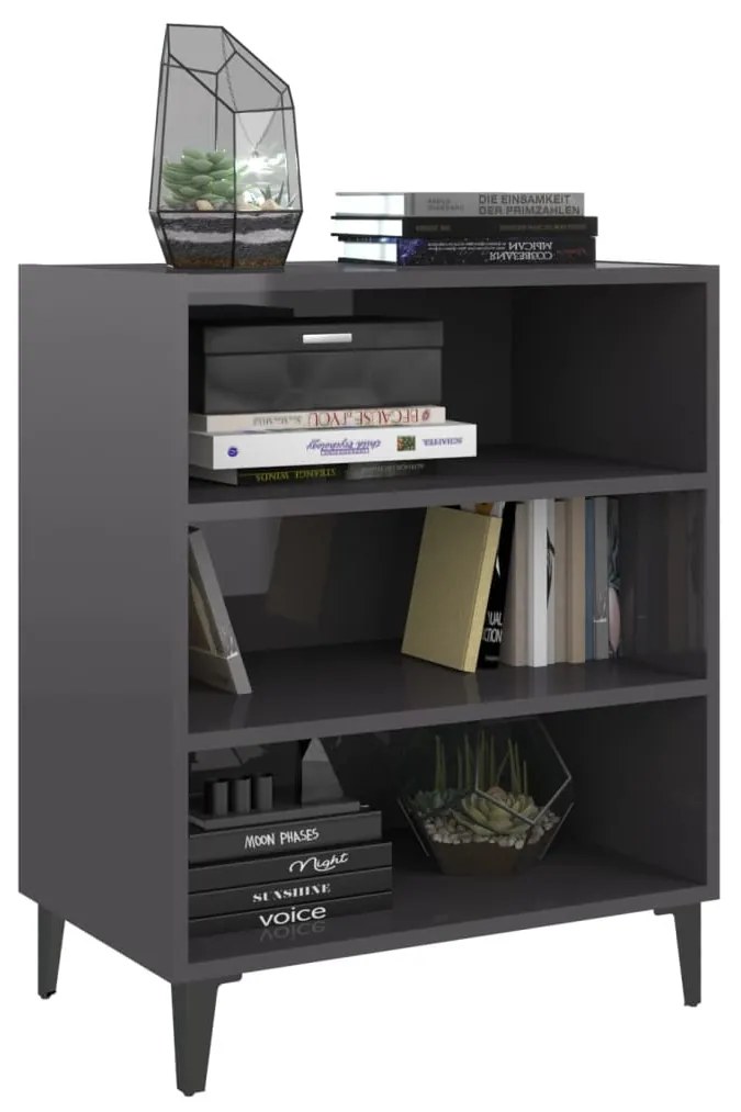 vidaXL Συρταριέρα Γυαλιστερό Γκρι 57 x 35 x 70 εκ. από Επεξ. Ξύλο