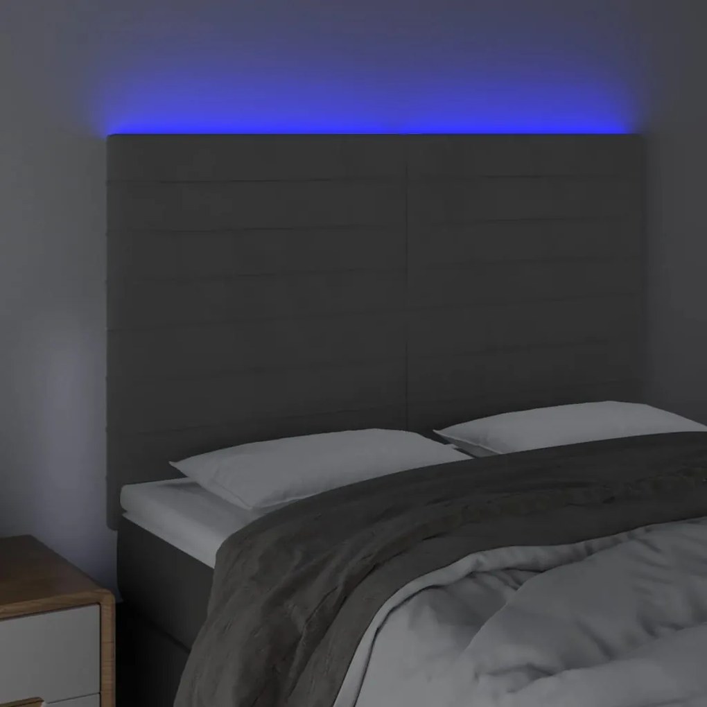 Κεφαλάρι Κρεβατιού LED Σκούρο Γκρι 144x5x118/128 εκ. Βελούδινο 3122613