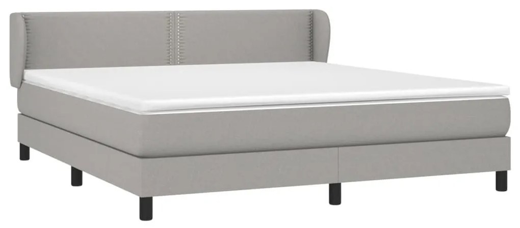 Κρεβάτι Boxspring με Στρώμα Αν. Πράσινο 160x200εκ Υφασμάτινο - Γκρι