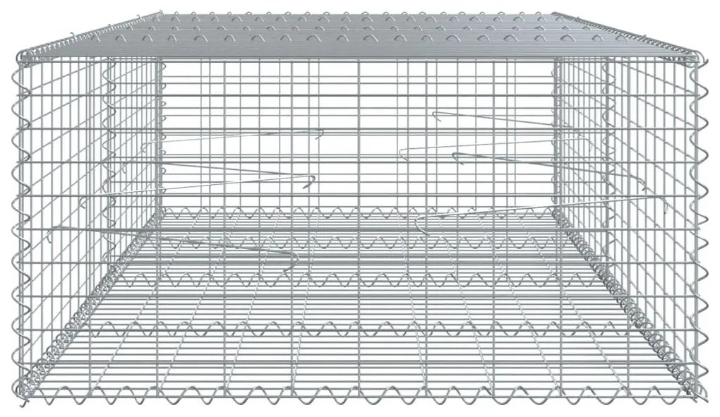 Συρματοκιβώτιο με Κάλυμμα 200x100x50εκ. από Γαλβανισμένο Χάλυβα - Ασήμι