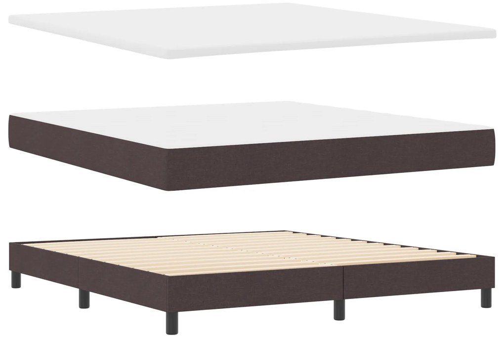 vidaXL Κρεβάτι Box Spring με Στρώμα Σκούρο Καφέ 180x200 εκ. Ύφασμα