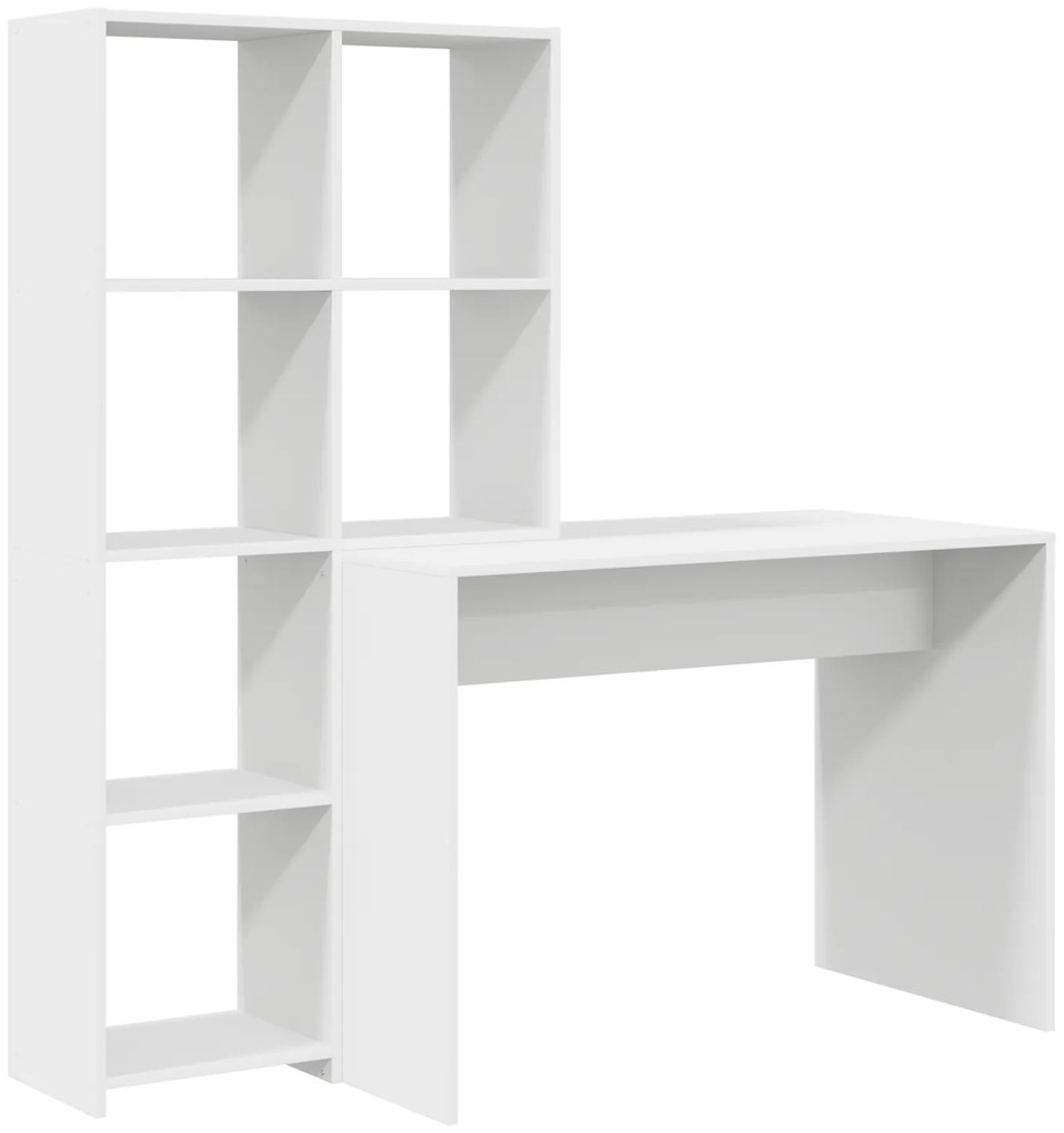 vidaXL Γραφείο με ράφι Λευκό 138.5 x 55 x 143 εκ Επεξεργασμένο ξύλο