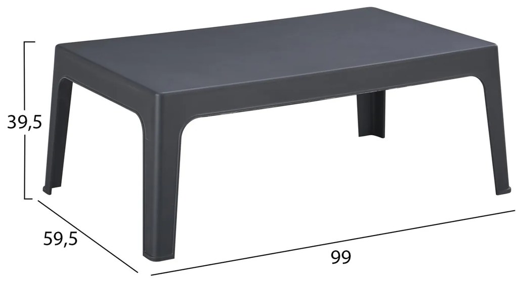 Τραπεζάκι παραλίας SLEEK Ορθογώνιο Πολυπροπυλένιο σε Σκούρο Γκρί 99x59.5x39.5Υεκ. 99x59.5x39.5 εκ.