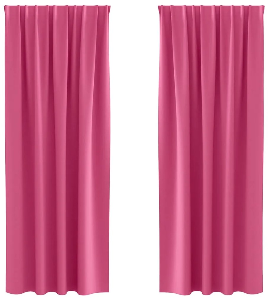 vidaXL Κουρτίνες με κουρτίνες 2 pcs Φωτεινό Ροζ 225x140εκ. Πολυεστέρας
