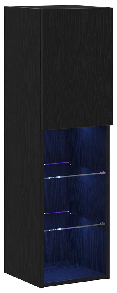 vidaXL LED Τηλεοπτική Ντουλάπα 2 τμχ Μαύρη Δρύς 30,5x30x102 εκ. Επεξεργασμένο ξύλο