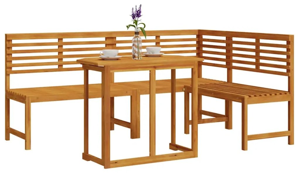 vidaXL Σετ Παγκάκι Κήπου 3 pcs Καφέ Μασίφ ξύλο ακακίας