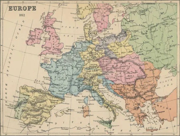 Χάρτης Old chromolithograph map of Europe in 1812, mikroman6