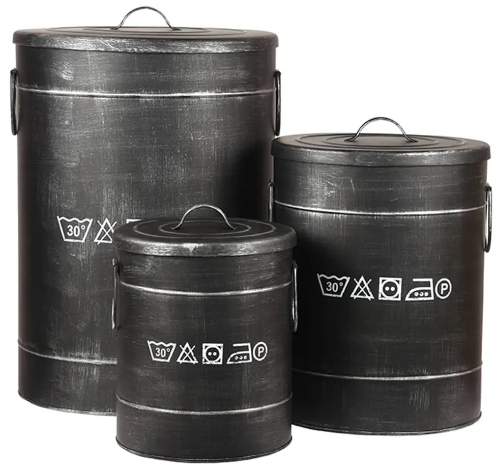LABEL51 Καλάθι Απλύτων Χρώμα Αντικέ Μαύρο 26 x 26 x 33 εκ. S