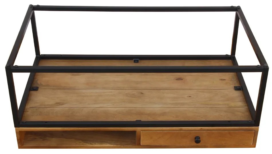 CASSETTO COFFEE TABLE 1ΣΥΡΤΑΡΙ ΦΥΣΙΚΟ ΜΑΥΡΟ 100x60xH40cm - 04-0960