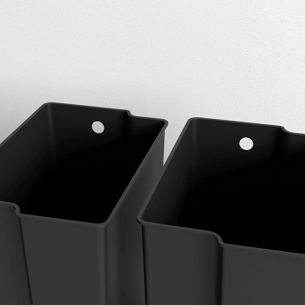 Κάδος απορριμμάτων HOMCOM με 2x25L διαμερίσματα, καπάκι Soft-Close, ανθεκτικό σε δακτυλικά αποτυπώματα, ανοξείδωτο ατσάλι, μαύρο