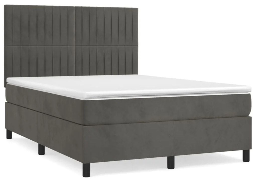 ΚΡΕΒΑΤΙ BOXSPRING ΜΕ ΣΤΡΩΜΑ ΣΚΟΥΡΟ ΓΚΡΙ 140X190 ΕΚ. ΒΕΛΟΥΔΙΝΟ 3143140